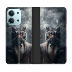 Housse cuir portefeuille Pour Xiaomi Redmi 15C 4G Animal Tigre Business