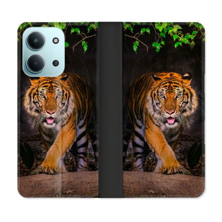 Housse cuir portefeuille Pour Xiaomi Redmi 15C 4G Animal Tigre Jungle