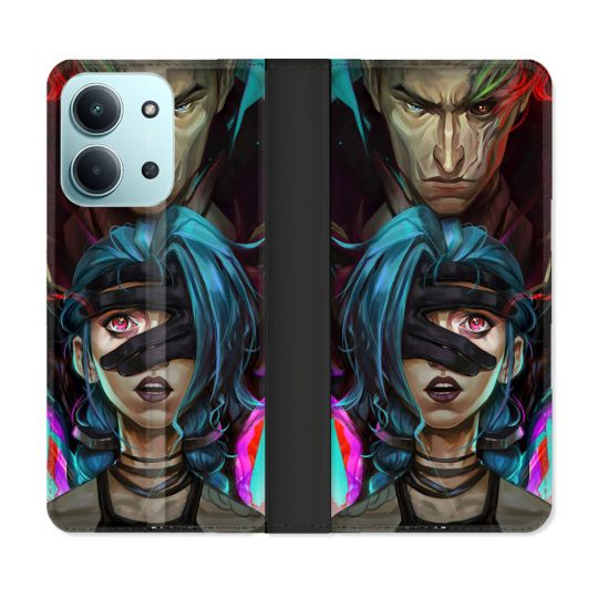 Housse cuir portefeuille Pour Xiaomi Redmi 15C 4G Arcane Jinx Bleu