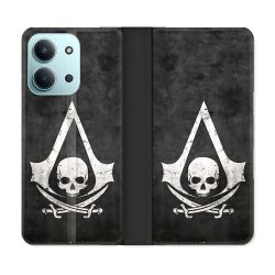 Housse cuir portefeuille Pour Xiaomi Redmi 15C 4G Assassin Creed Tete Mort