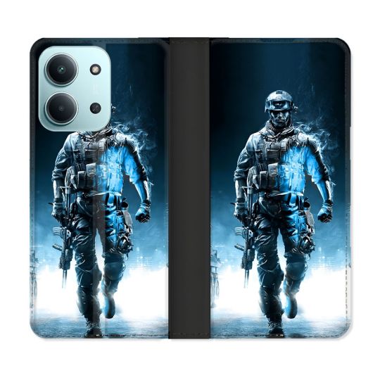 Housse cuir portefeuille Pour Xiaomi Redmi 15C 4G Call Of Duty Guerrier