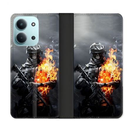 Housse cuir portefeuille Pour Xiaomi Redmi 15C 4G Call Of Duty Squelette