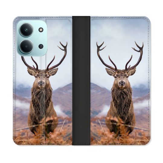 Housse cuir portefeuille Pour Xiaomi Redmi 15C 4G Chasse Chevreuil Montagne