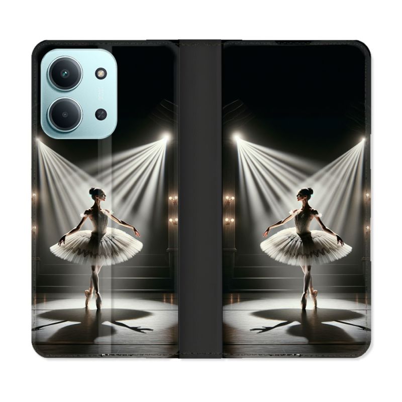 Housse cuir portefeuille Pour Xiaomi Redmi 15C 4G Danseuse Lumière