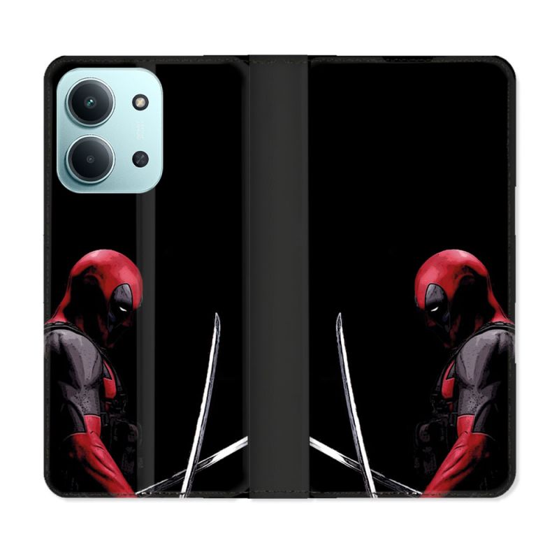 Housse cuir portefeuille Pour Xiaomi Redmi 15C 4G Deadpool Epee