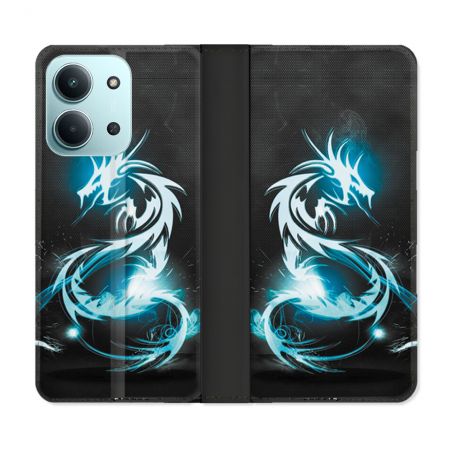Housse cuir portefeuille Pour Xiaomi Redmi 15C 4G Fantastique Dragon Bleu