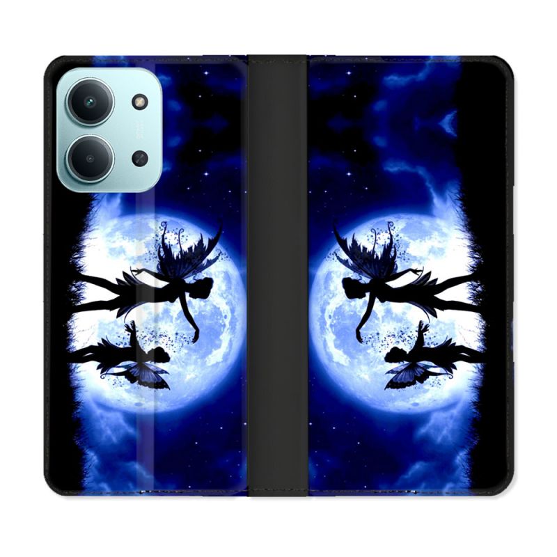 Housse cuir portefeuille Pour Xiaomi Redmi 15C 4G Fantastique Fee Lune
