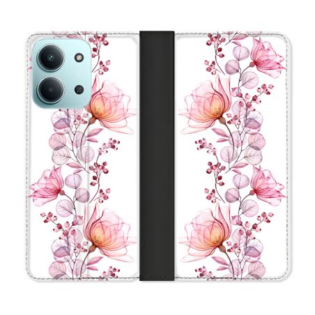 Housse cuir portefeuille Pour Xiaomi Redmi 15C 4G Fleur Eclosion