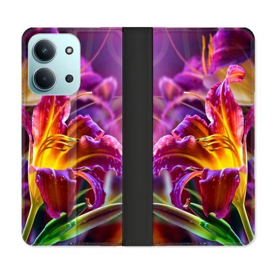 Housse cuir portefeuille Pour Xiaomi Redmi 15C 4G Fleur Lys Color