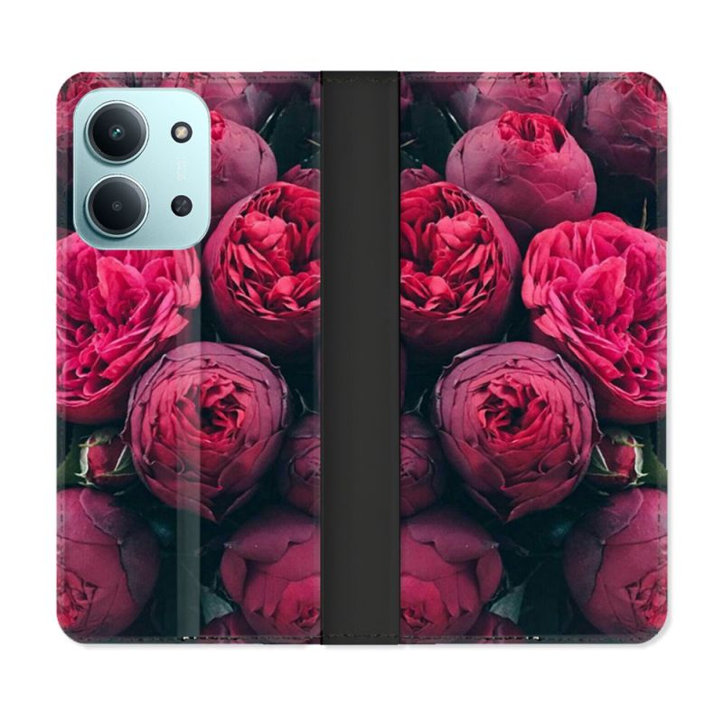 Housse cuir portefeuille Pour Xiaomi Redmi 15C 4G Fleur Pivoine