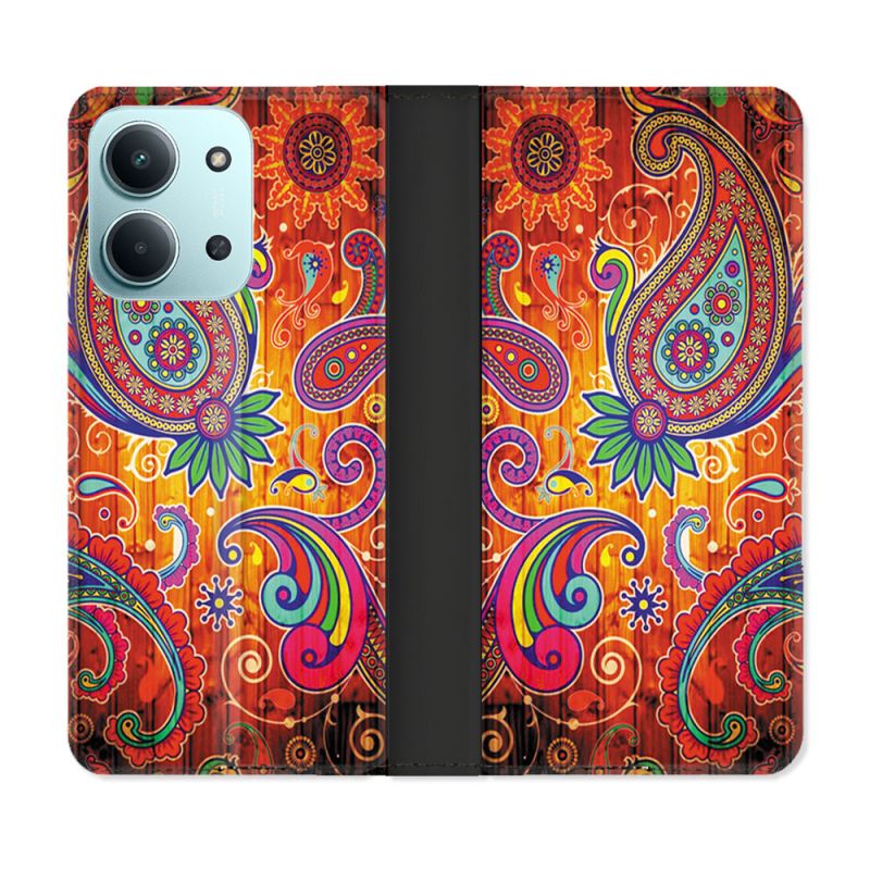 Housse cuir portefeuille Pour Xiaomi Redmi 15C 4G Fleur Psychedelic