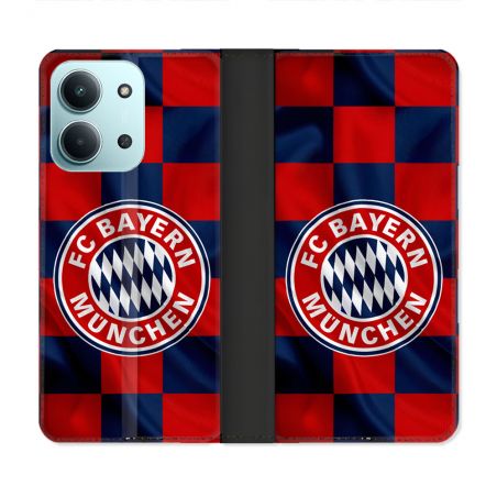 Housse cuir portefeuille Pour Xiaomi Redmi 15C 4G Foot Bayern Munich Carreaux