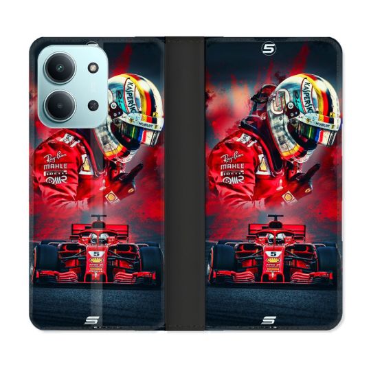 Housse cuir portefeuille Pour Xiaomi Redmi 15C 4G Formule 1 F1 Ferrari