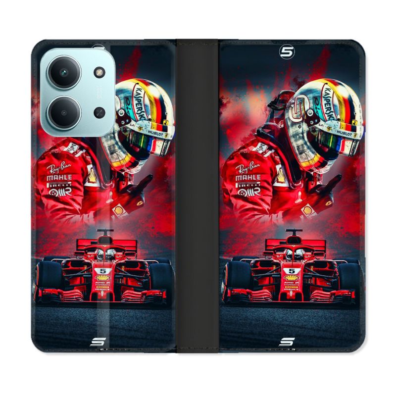 Housse cuir portefeuille Pour Xiaomi Redmi 15C 4G Formule 1 F1 Ferrari