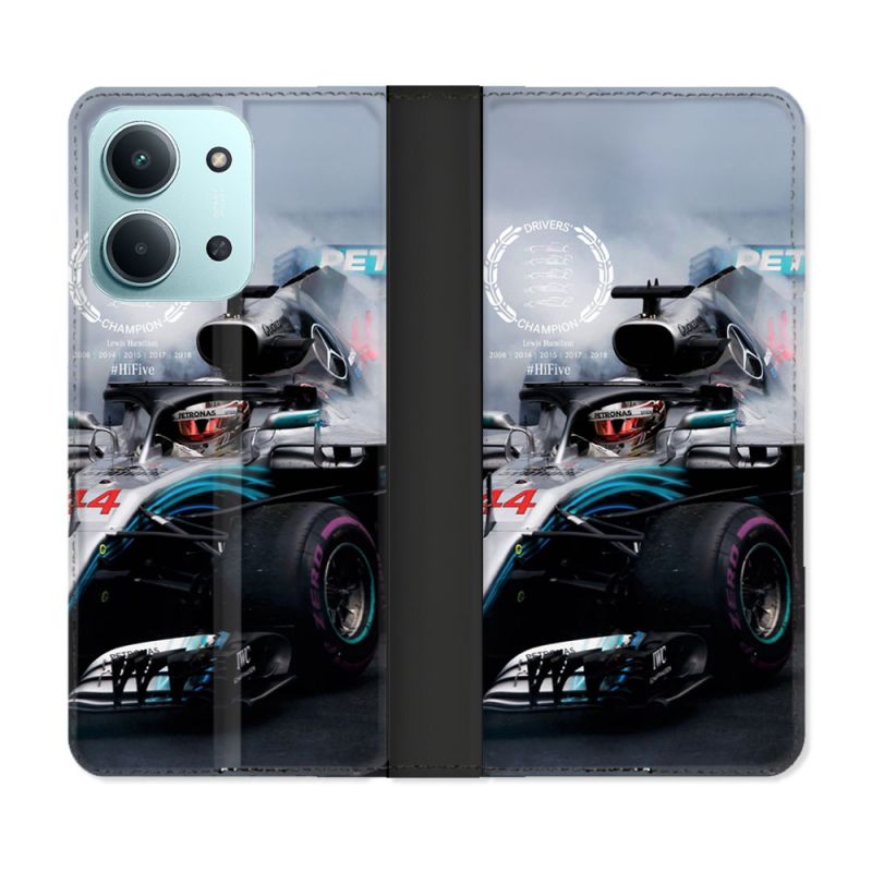 Housse cuir portefeuille Pour Xiaomi Redmi 15C 4G Formule 1 F1 Mercedes Petronas