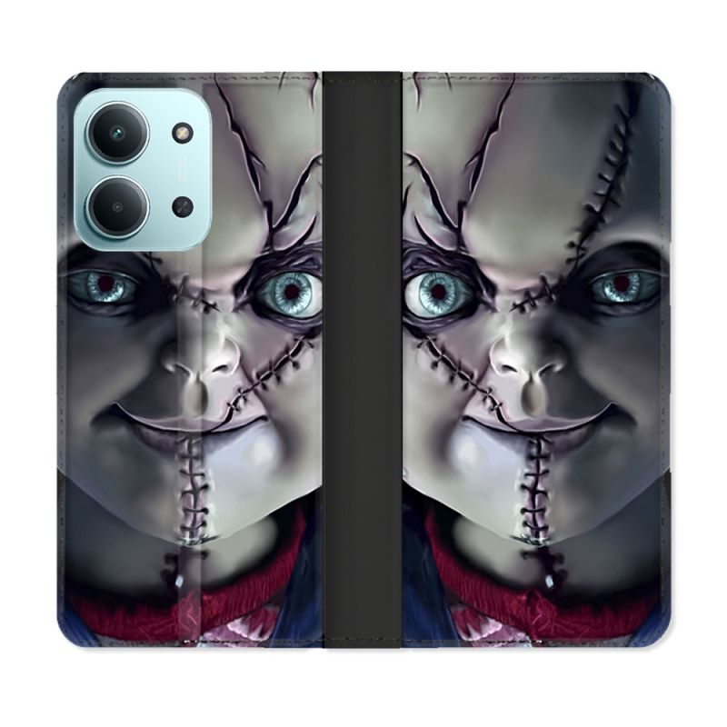 Housse cuir portefeuille Pour Xiaomi Redmi 15C 4G Horreur Chucky Cicatrice