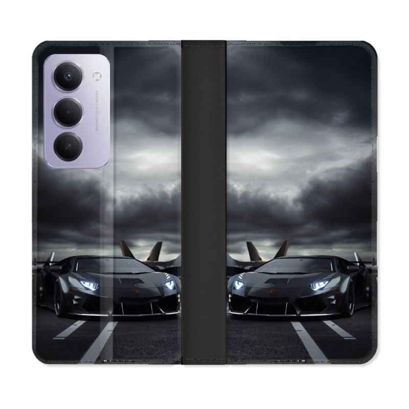 Housse cuir portefeuille Pour Xiaomi Redmi 15 5G Lamborghini Avion