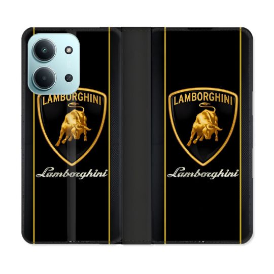 Housse cuir portefeuille Pour Xiaomi Redmi 15C 4G Lamborghini Carbone