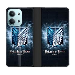 Housse cuir portefeuille Pour Xiaomi Redmi 15C 4G Manga Attaque Titans Noir