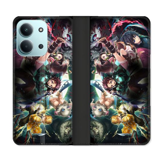 Housse cuir portefeuille Pour Xiaomi Redmi 15C 4G Manga Demon Slayer Groupe