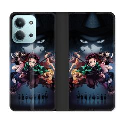 Housse cuir portefeuille Pour Xiaomi Redmi 15C 4G Manga Demon Slayer Noir
