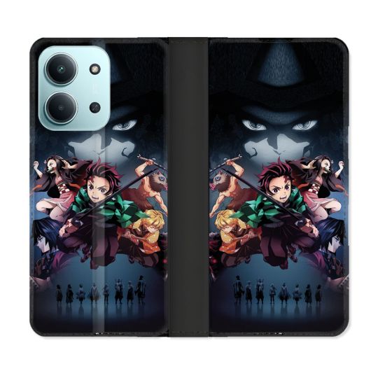 Housse cuir portefeuille Pour Xiaomi Redmi 15C 4G Manga Demon Slayer Noir