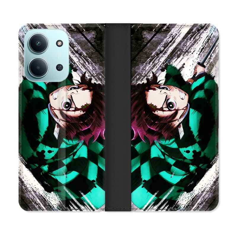 Housse cuir portefeuille Pour Xiaomi Redmi 15C 4G Manga Demon Slayer Tanjiro