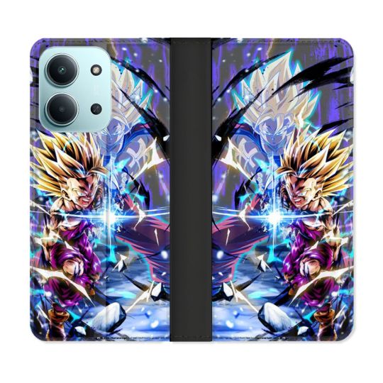 Housse cuir portefeuille Pour Xiaomi Redmi 15C 4G Manga Dragon Ball Sangohan Duo