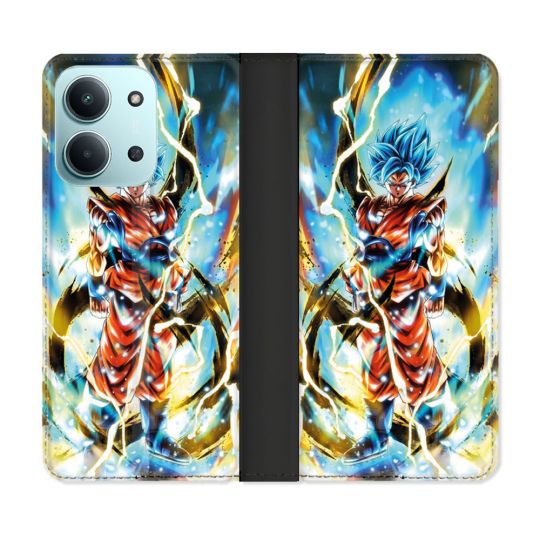 Housse cuir portefeuille Pour Xiaomi Redmi 15C 4G Manga Dragon Ball Sangoku Blanc