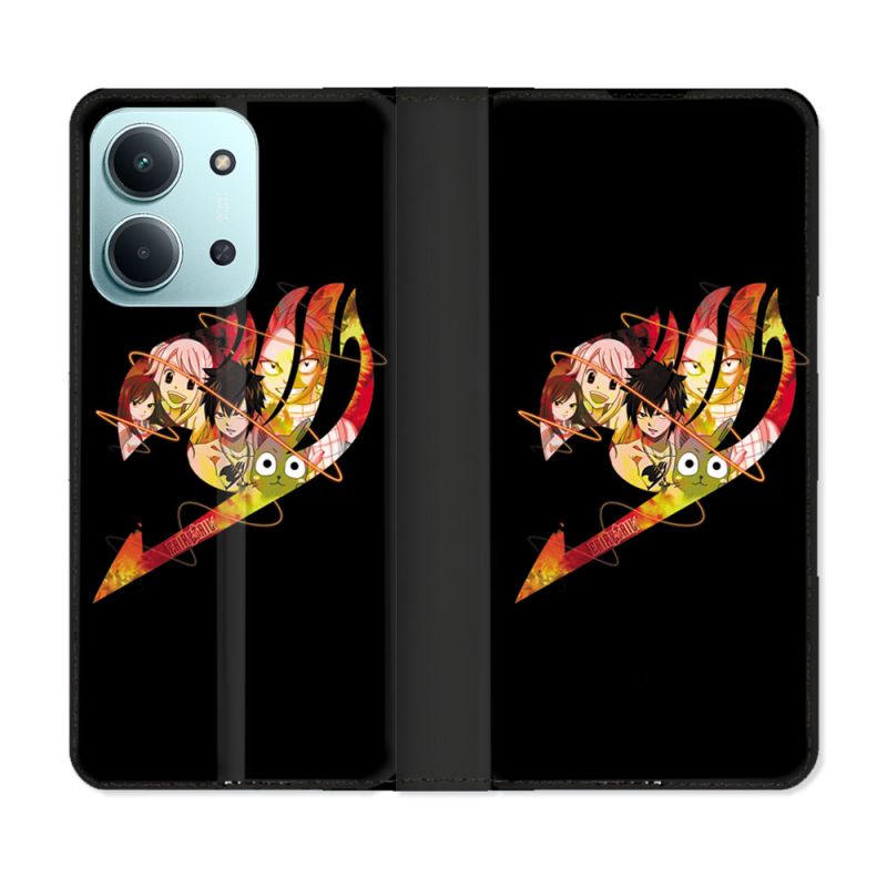 Housse cuir portefeuille Pour Xiaomi Redmi 15C 4G Manga Fairy Tail Logo Noir