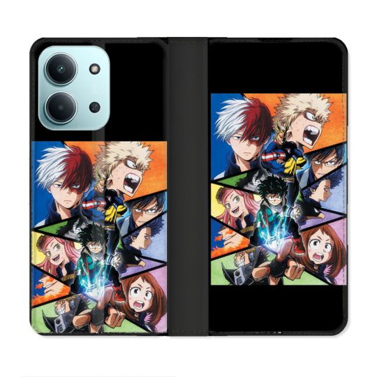 Housse cuir portefeuille Pour Xiaomi Redmi 15C 4G Manga My Hero Academia Noir