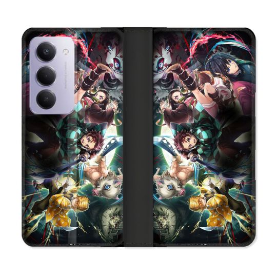 Housse cuir portefeuille Pour Xiaomi Redmi 15 5G Manga Demon Slayer Groupe