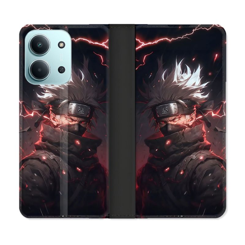 Housse cuir portefeuille Pour Xiaomi Redmi 15C 4G Manga Naruto Kakashi Dark