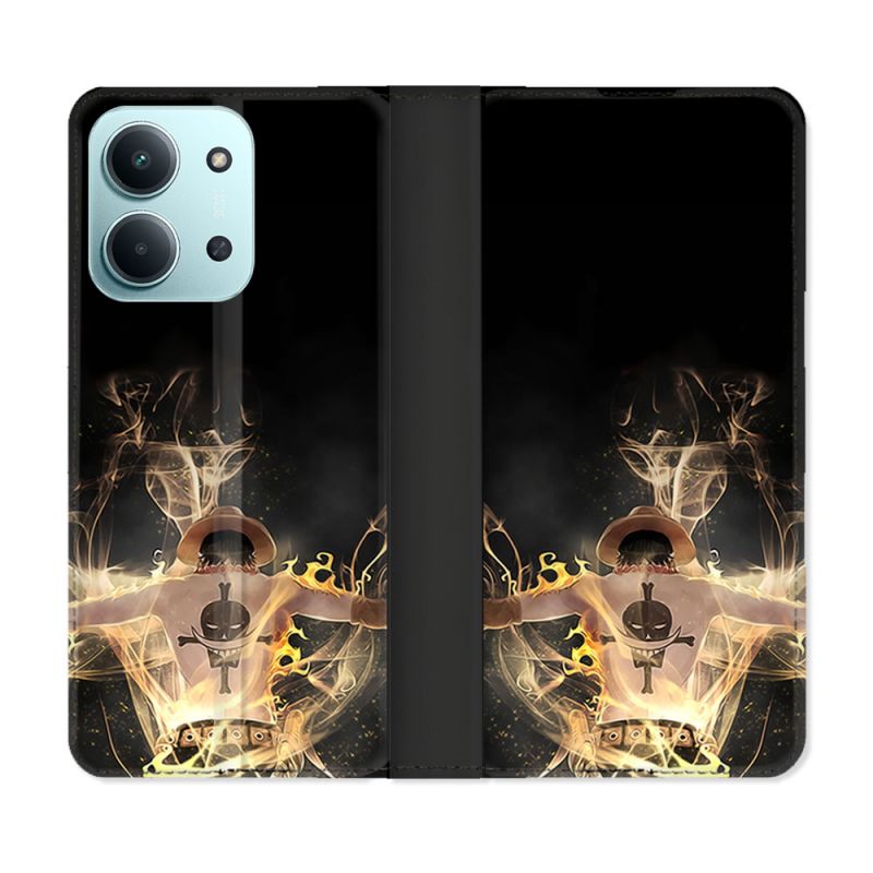 Housse cuir portefeuille Pour Xiaomi Redmi 15C 4G Manga One Piece Ace Noir