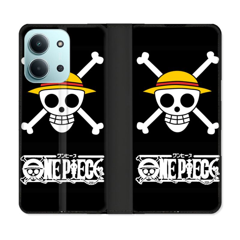 Housse cuir portefeuille Pour Xiaomi Redmi 15C 4G Manga One Piece Tete de Mort