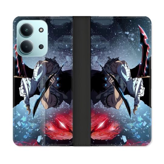 Housse cuir portefeuille Pour Xiaomi Redmi 15C 4G Manga Solo Leveling Sung Epee