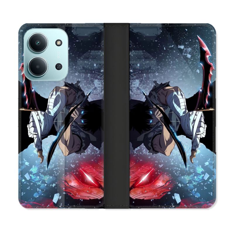Housse cuir portefeuille Pour Xiaomi Redmi 15C 4G Manga Solo Leveling Sung Epee