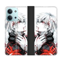Housse cuir portefeuille Pour Xiaomi Redmi 15C 4G Manga Tokyo Ghoul Kaneki Blanc