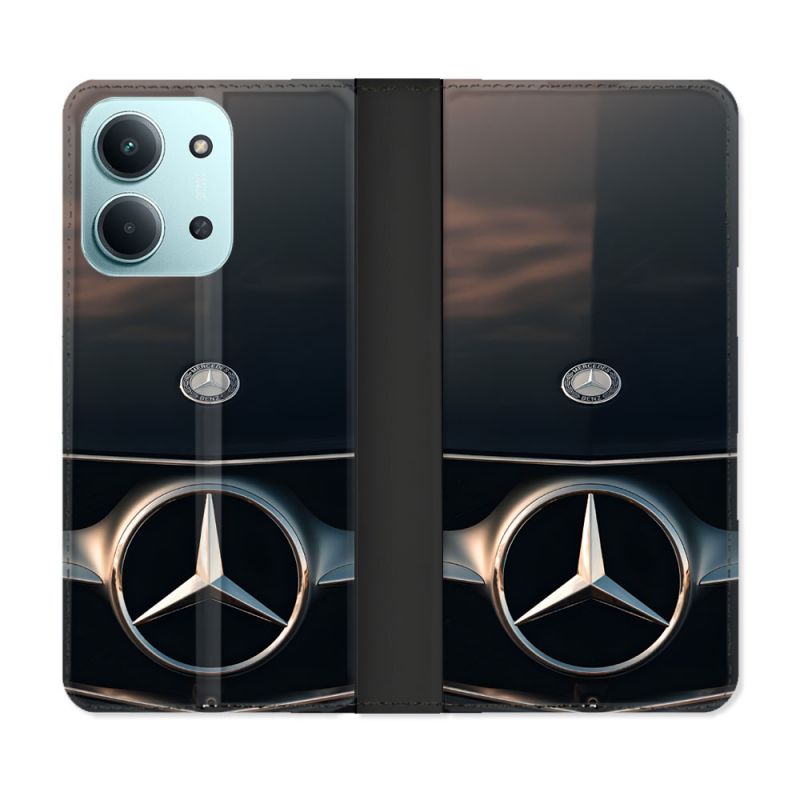 Housse cuir portefeuille Pour Xiaomi Redmi 15C 4G Mercedes Calendre