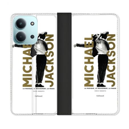 Housse cuir portefeuille Pour Xiaomi Redmi 15C 4G Michael Jackson Blanc