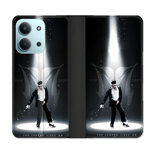 Housse cuir portefeuille Pour Xiaomi Redmi 15C 4G Michael Jackson Noir