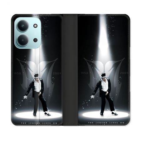 Housse cuir portefeuille Pour Xiaomi Redmi 15C 4G Michael Jackson Noir