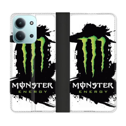 Housse cuir portefeuille Pour Xiaomi Redmi 15C 4G Monster Energy Tache