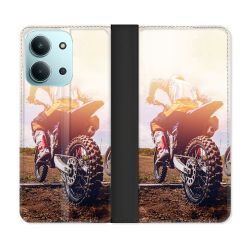 Housse cuir portefeuille Pour Xiaomi Redmi 15C 4G Moto Cross Soleil