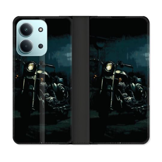 Housse cuir portefeuille Pour Xiaomi Redmi 15C 4G Moto Harley Vintage