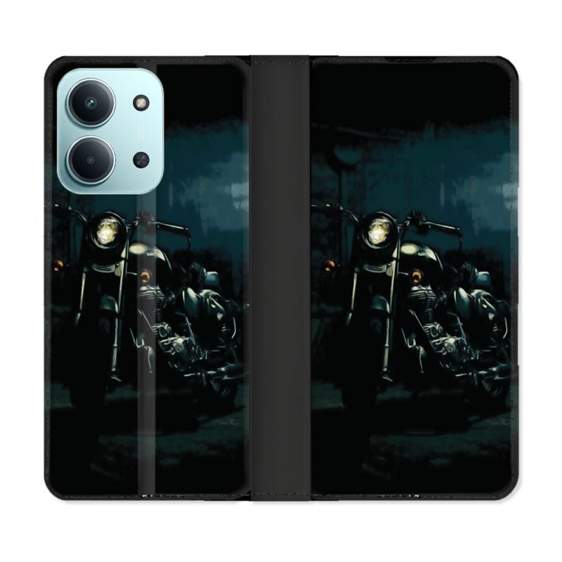 Housse cuir portefeuille Pour Xiaomi Redmi 15C 4G Moto Harley Vintage