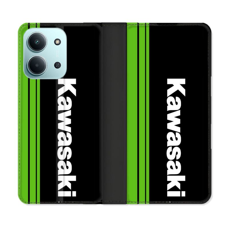 Housse cuir portefeuille Pour Xiaomi Redmi 15C 4G Moto Kawasaki