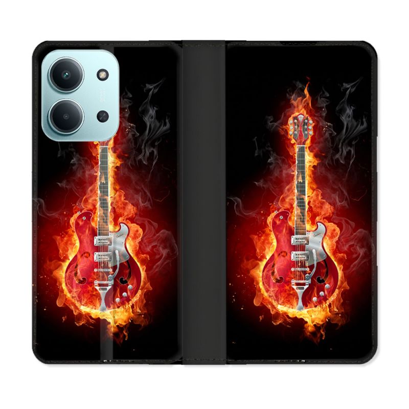 Housse cuir portefeuille Pour Xiaomi Redmi 15C 4G Musique Guitare Electrique