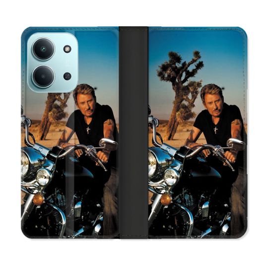 Housse cuir portefeuille Pour Xiaomi Redmi 15C 4G Musique Johnny Hallyday Moto