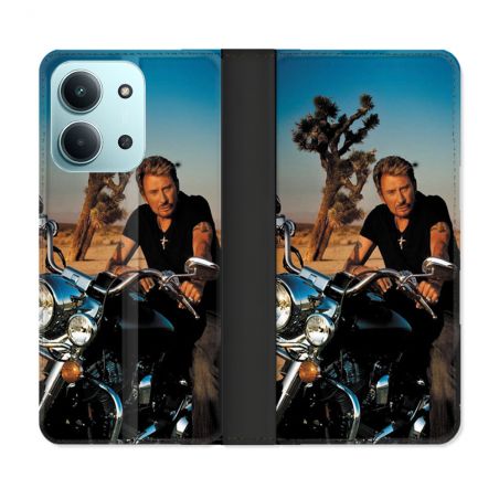 Housse cuir portefeuille Pour Xiaomi Redmi 15C 4G Musique Johnny Hallyday Moto